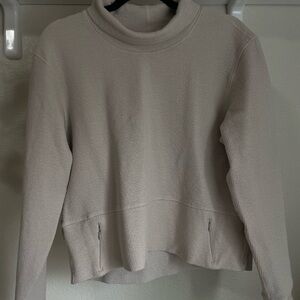Women's Cream athletic mock neck sweatshirt